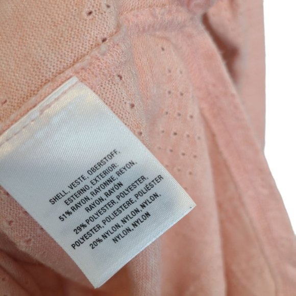 Anthropologie Akemi+Kin Womens XS Pink Perforated Pointelle Long Sleeves Shirt - Picture 7 of 8